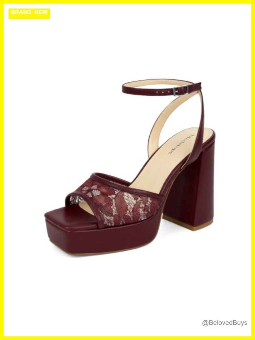 Women's Platform Heels Chunky Open Toe Ankle Strap Faux Leather Sandals